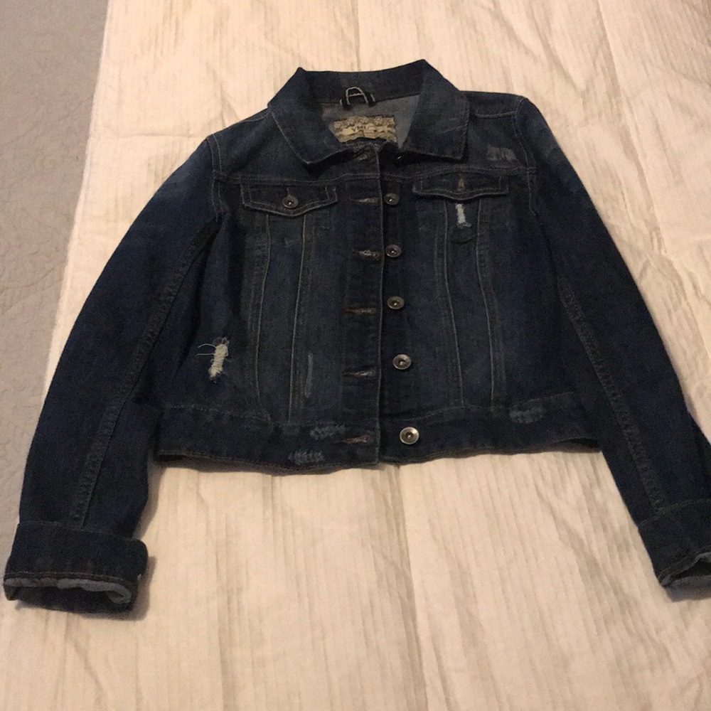YMI! junior Denim distressed jean jacket